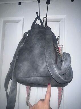 Stylish Gray Women’s Leather Backpack Handbag